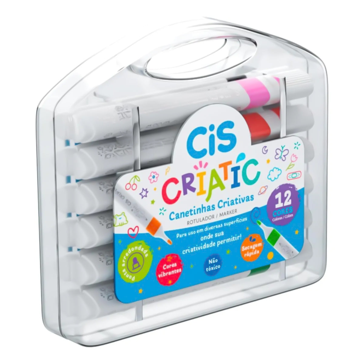 Estojo de Marcador Infantil Criatic com 12 Cores - Cis
