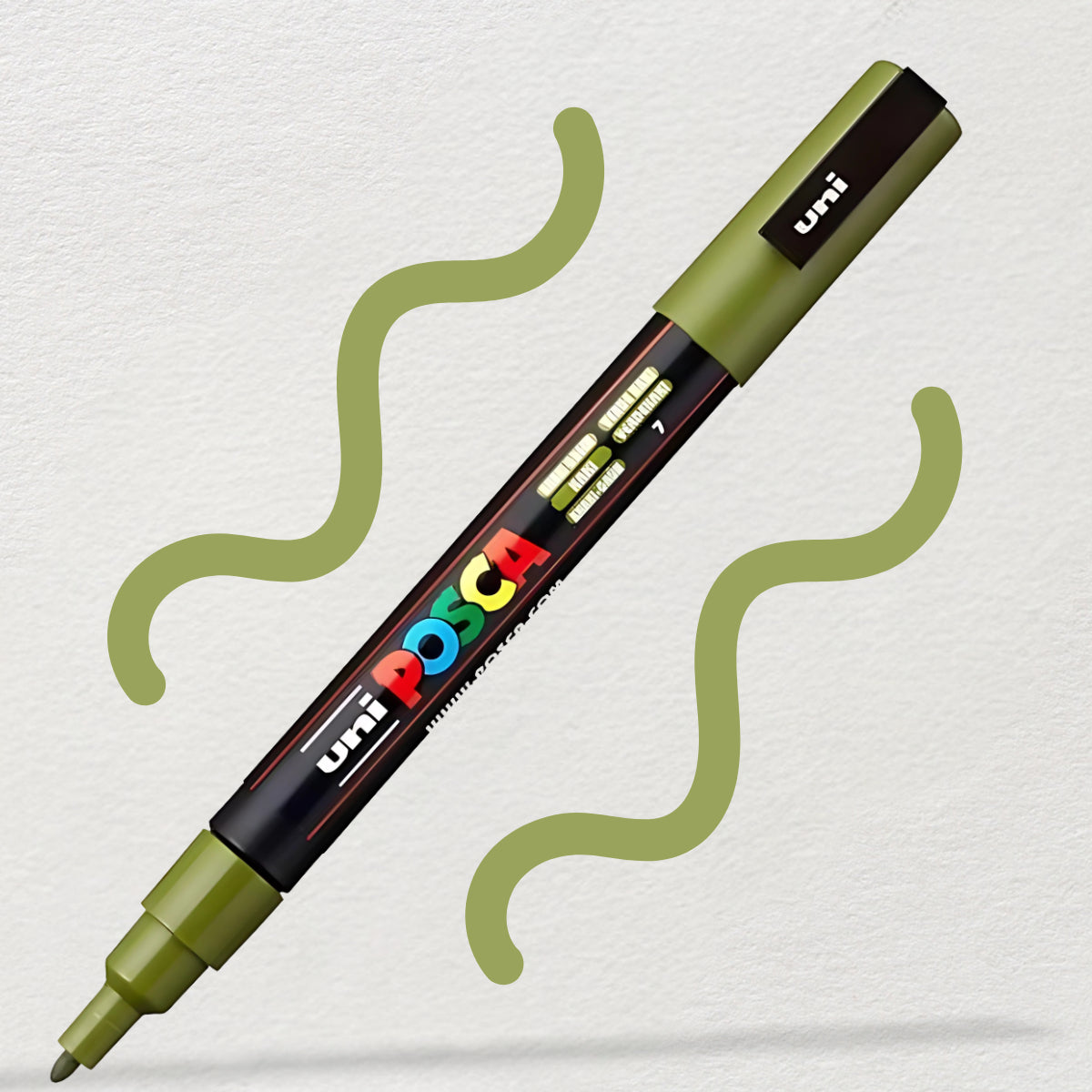 Caneta Posca Pc-3ml Ponta Fina 1.3Mm 007 - Verde Caqui
