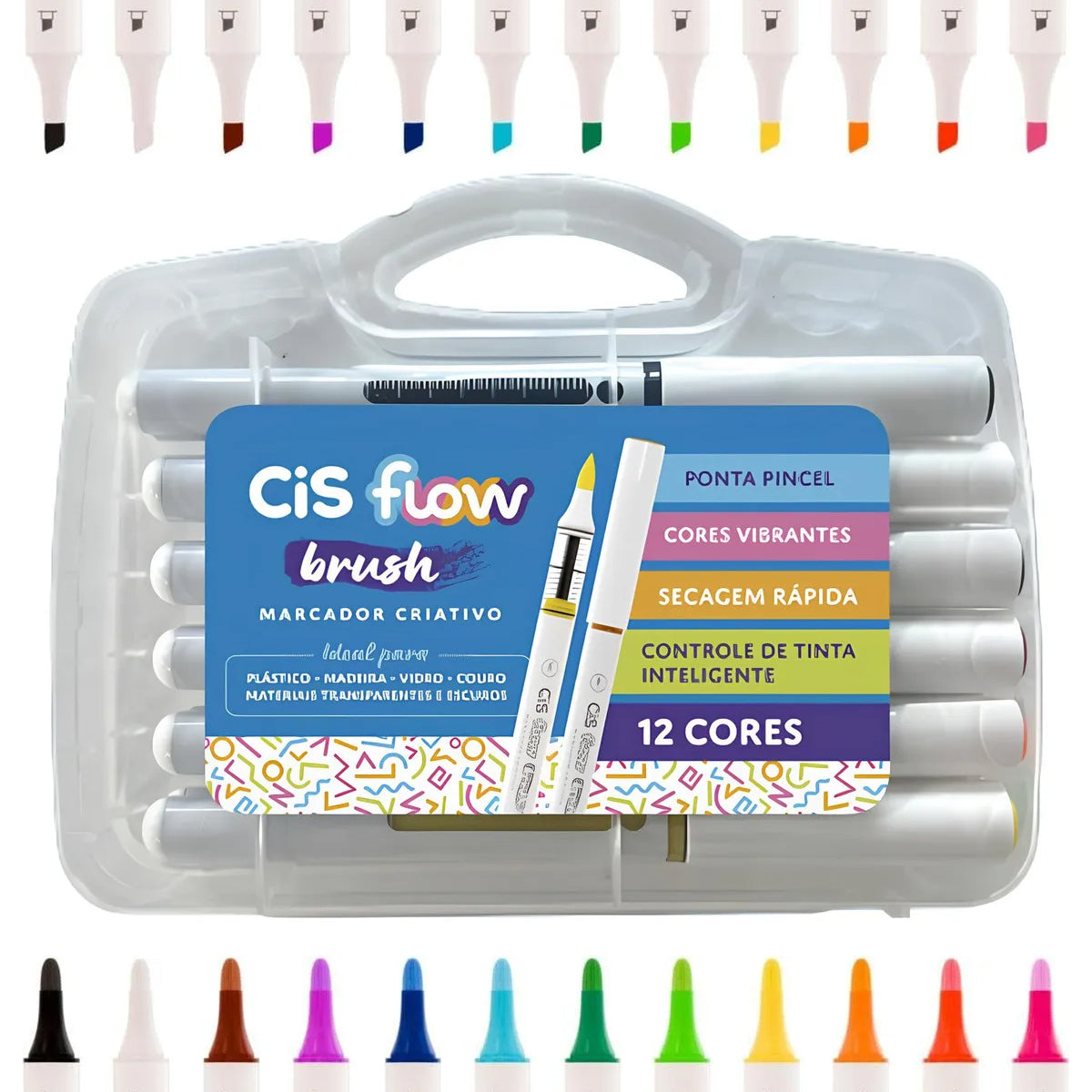 Estojo de Marcador Flow Brush 12 Cores - Cis