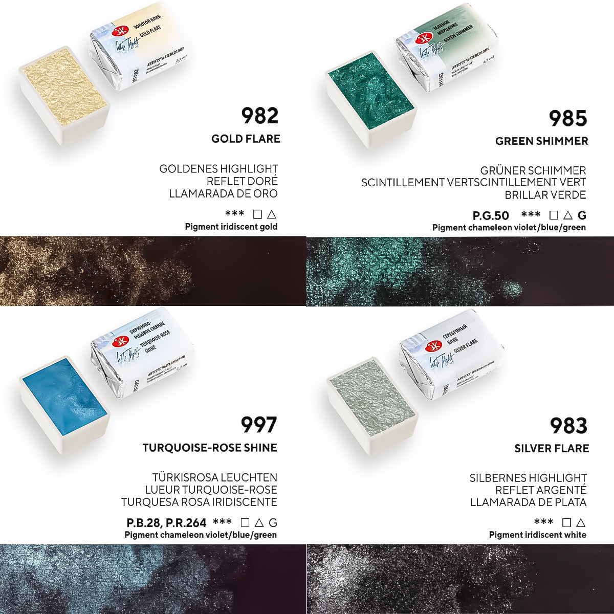 Estojo Aquarela Nevskaya Palitra White Nights Pastilha Shimmering Collection com 8 Unidades - Winter