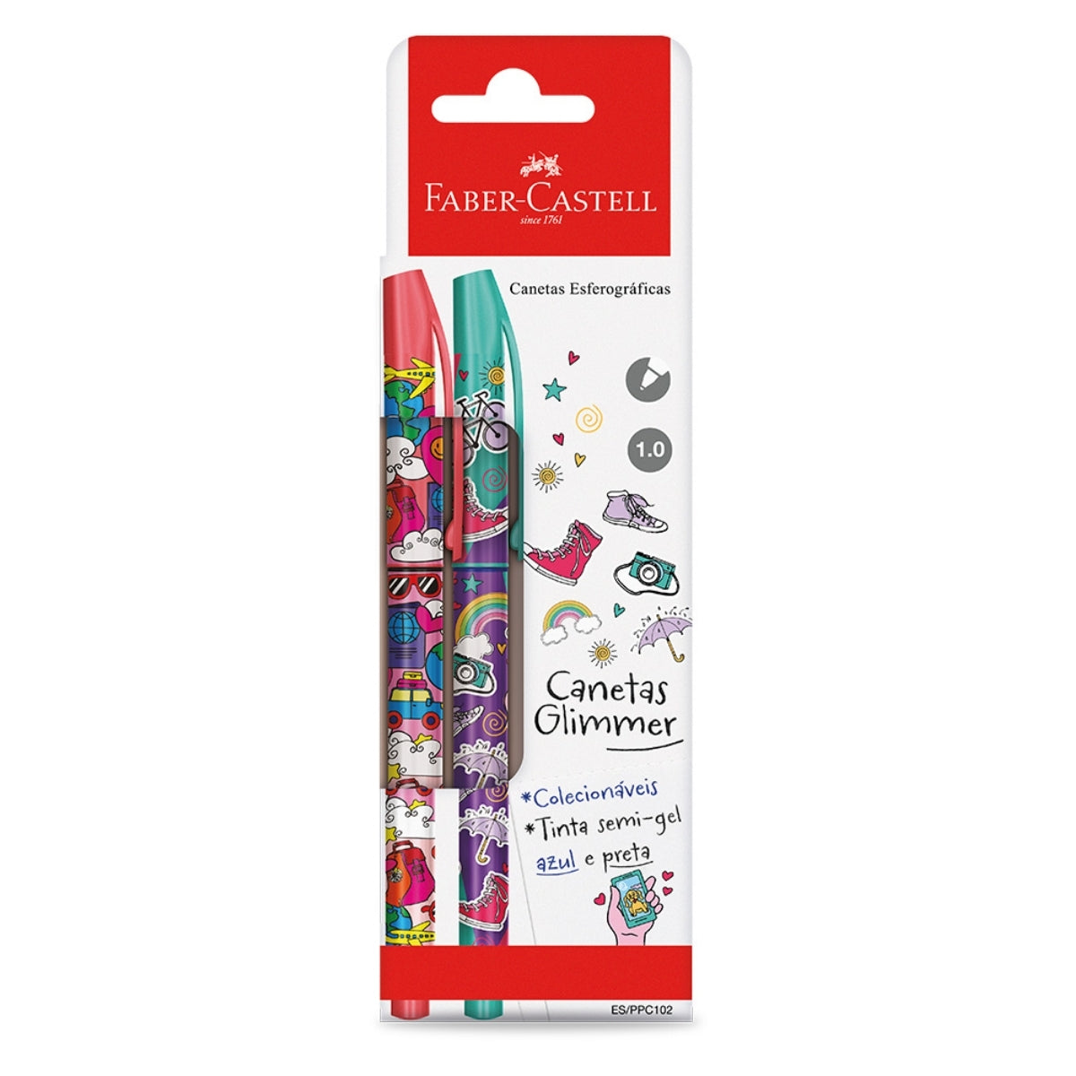 Caneta Esferográfica Glimmer 1,0mm com 2 Cores - Faber-castell Es/ppc102