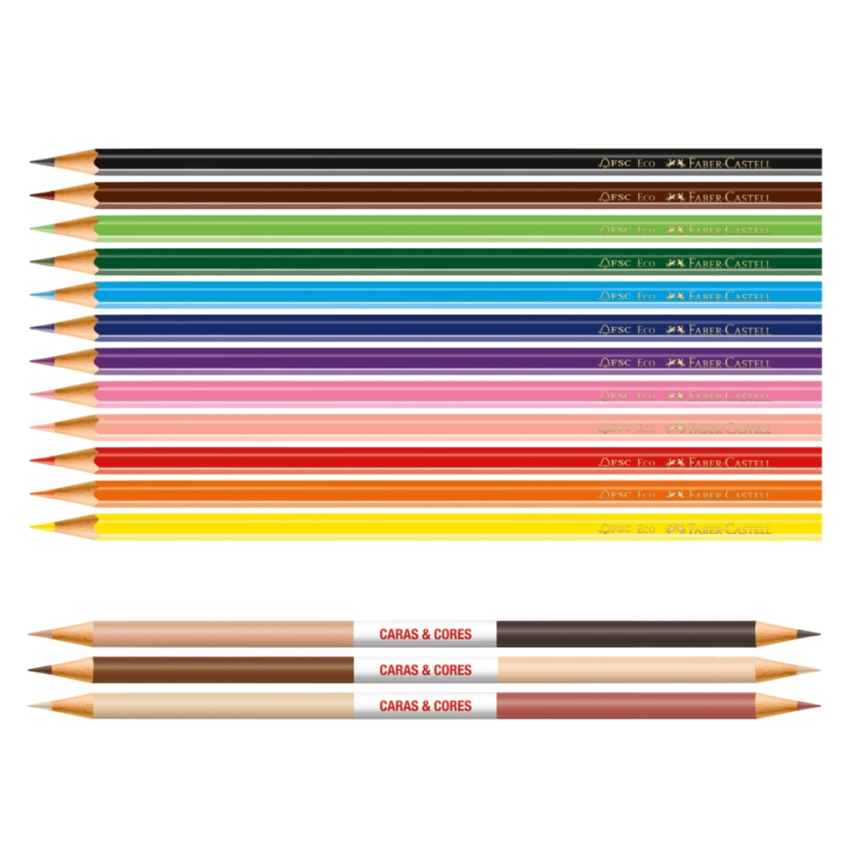 Estojo Lápis de Cor Ecolápis Caras & Cores Tons de Pele 12 Cores - Faber-castell 112634
