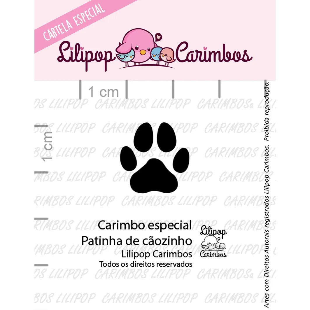Cartela de Carimbos Especial Patinha de Cãozinho em Fotopolímero para Artesanato e Scrapbook - Lilipop