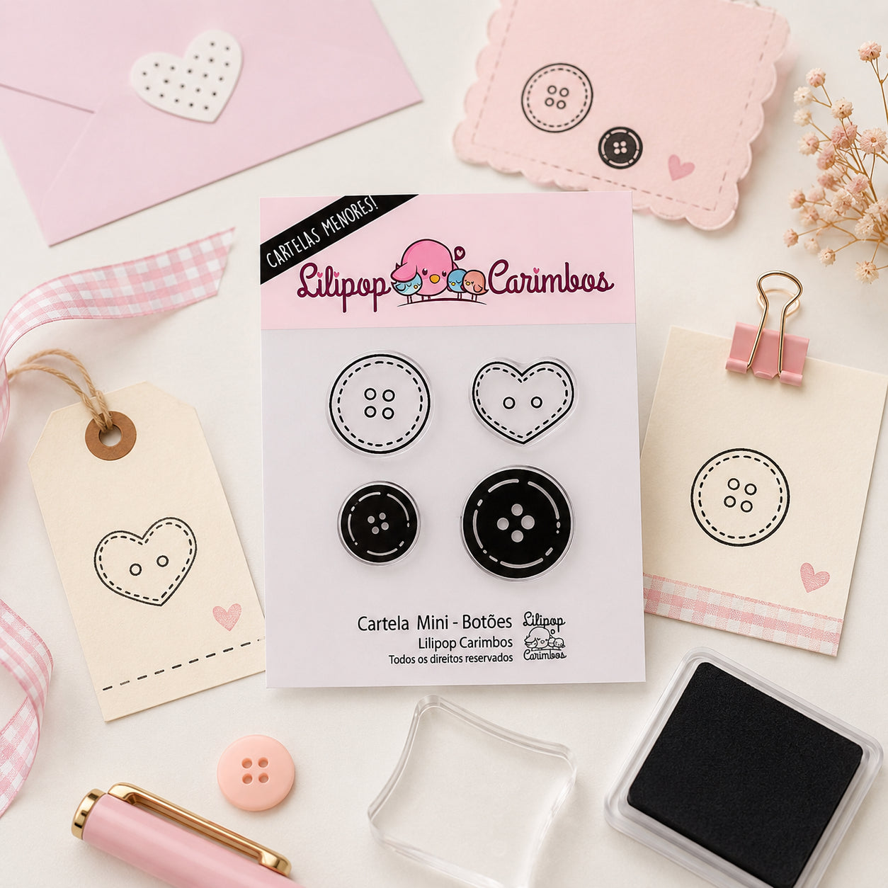 Mini Carimbo Decorativo Botões Scrapbook - Lilipop