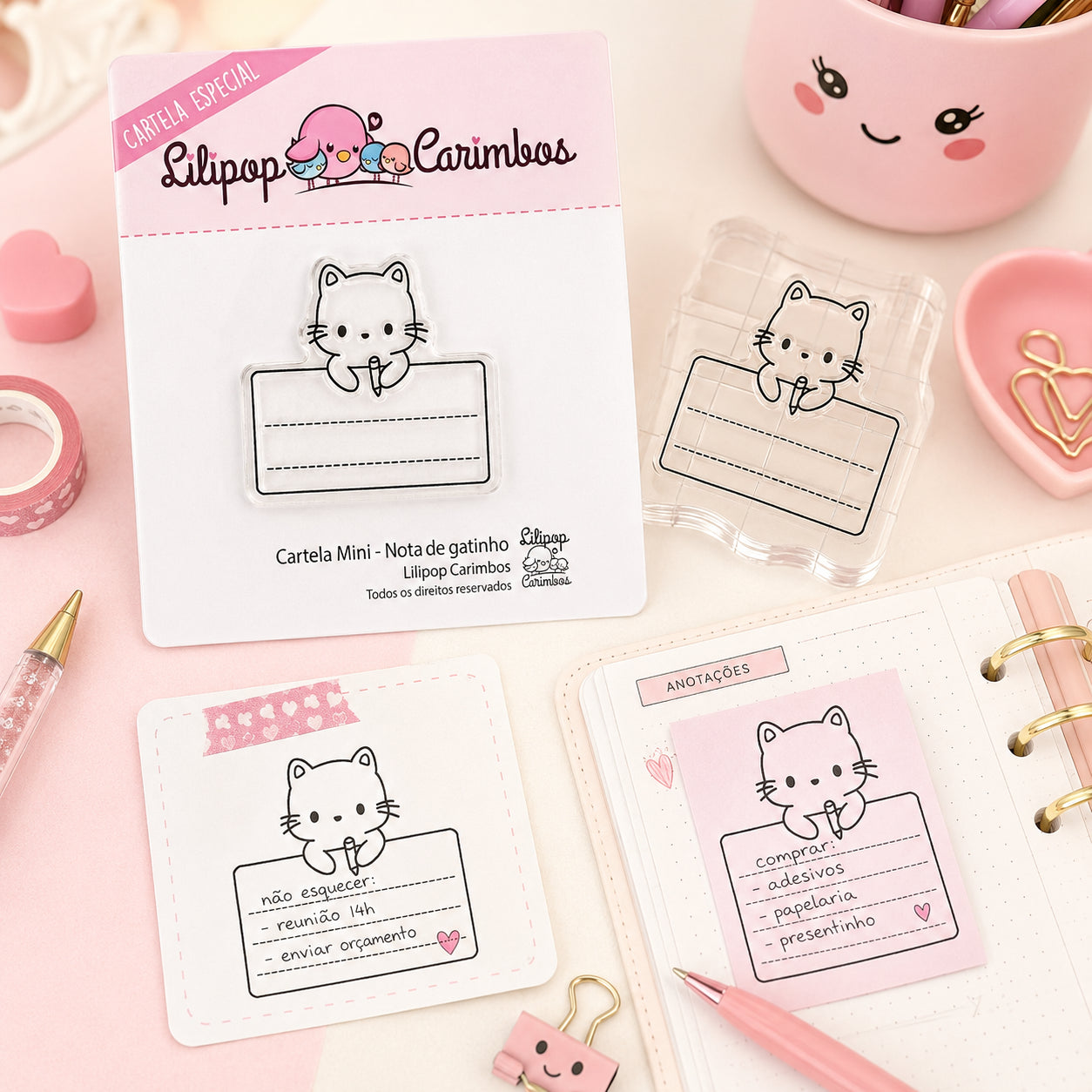 Mini Carimbo Nota de Gatinho Scrapbook - Lilipop
