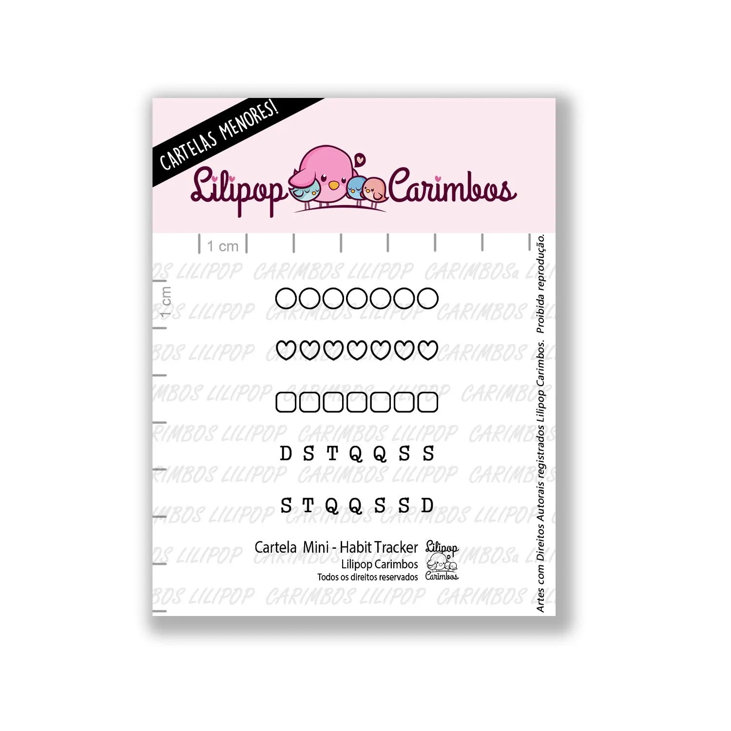 Cartela de Carimbos Habit Tracker em Fotopolímero para Artesanato e Scrapbook - Lilipop