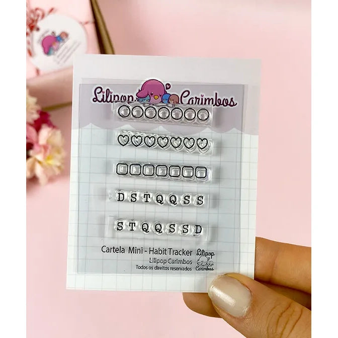 Cartela de Carimbos Habit Tracker em Fotopolímero para Artesanato e Scrapbook - Lilipop