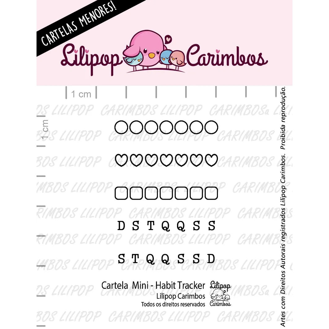 Cartela de Carimbos Habit Tracker em Fotopolímero para Artesanato e Scrapbook - Lilipop