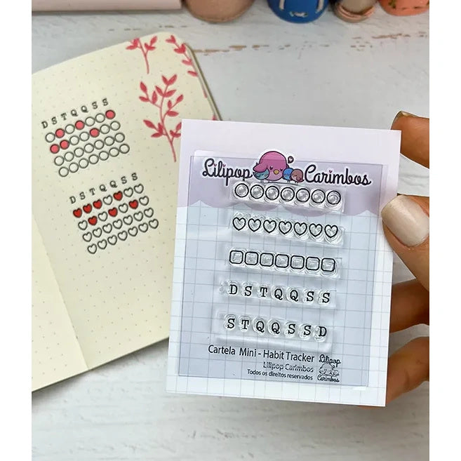 Cartela de Carimbos Habit Tracker em Fotopolímero para Artesanato e Scrapbook - Lilipop