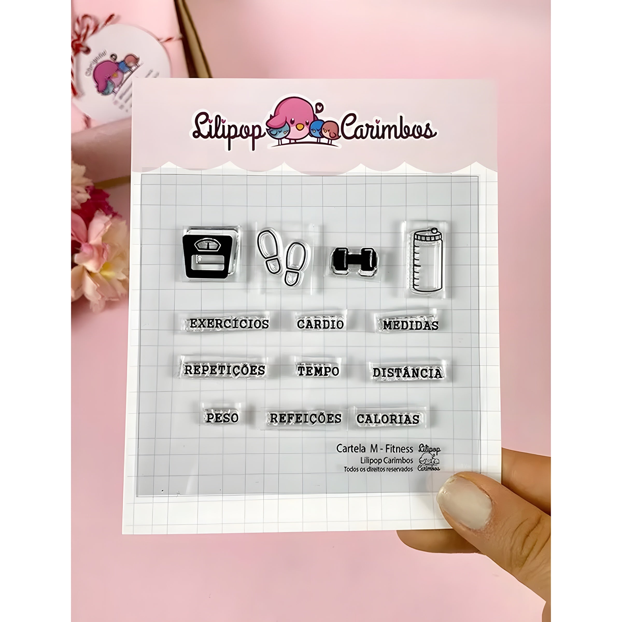 Kit Carimbos Decorativos M Fitness Scrapbook Planner - Lilipop
