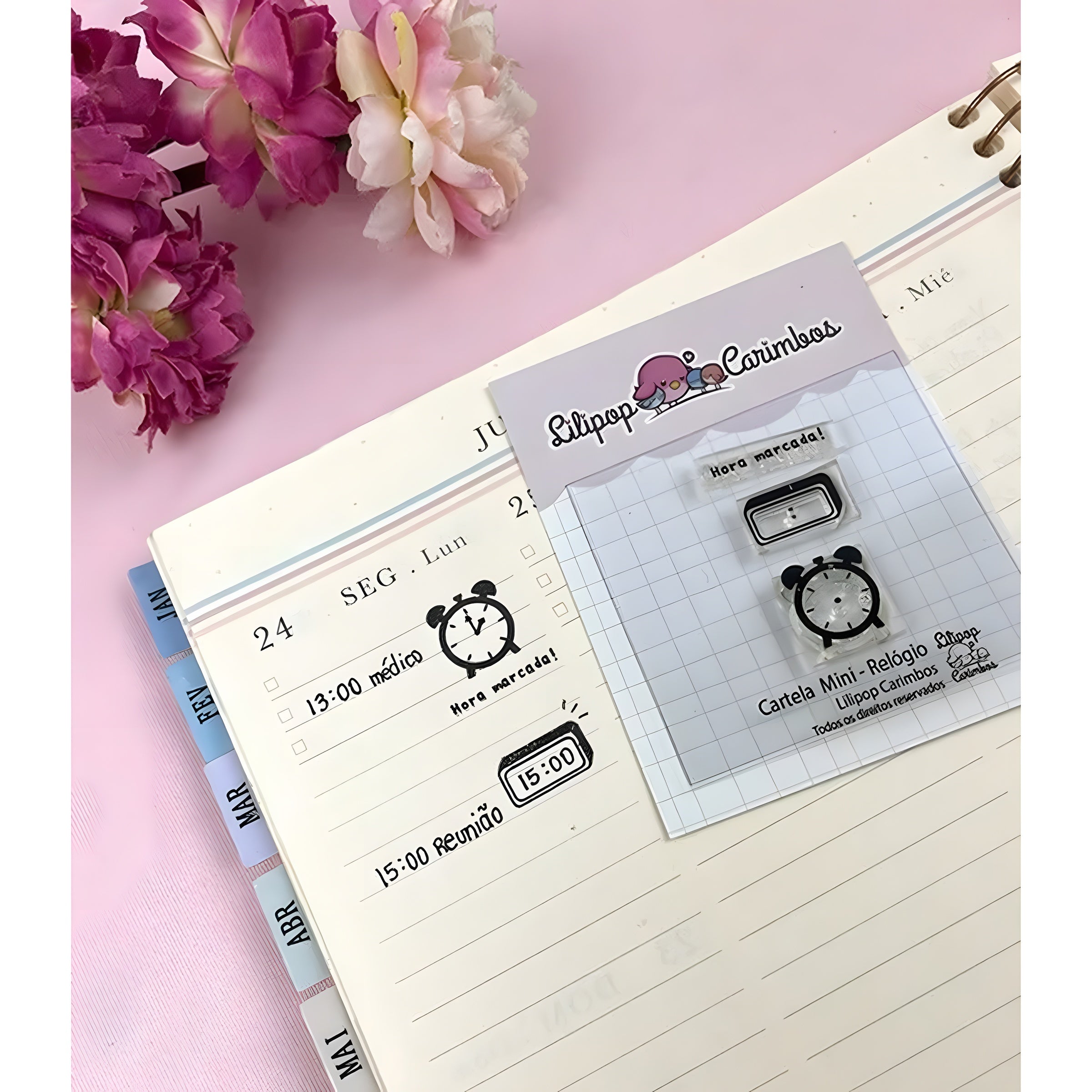 Mini Carimbo Relógio Scrapbook Planner - Lilipop