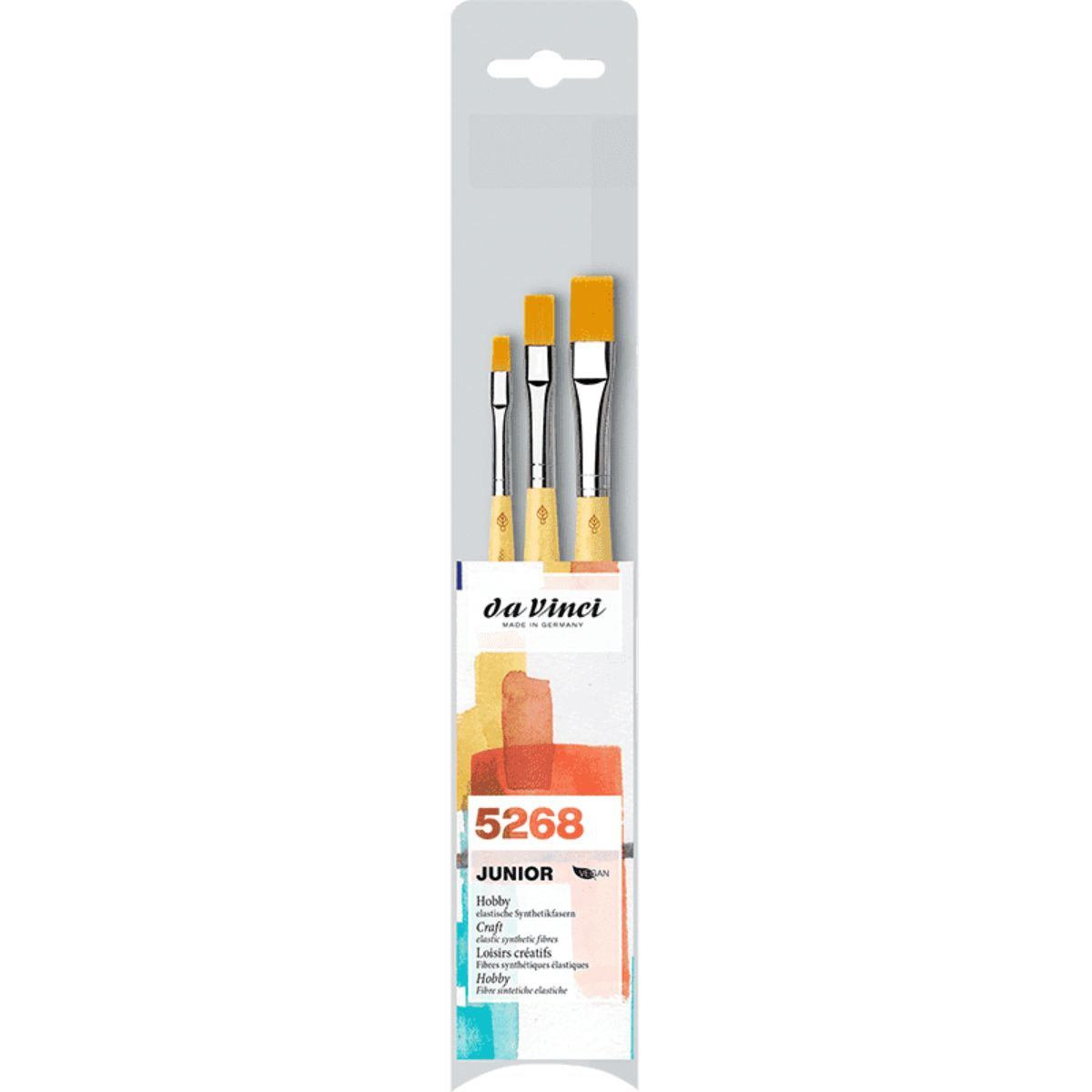 Kit Pincel da Vinci Junior 5268 com 3 Unidades - Série 304 Chato