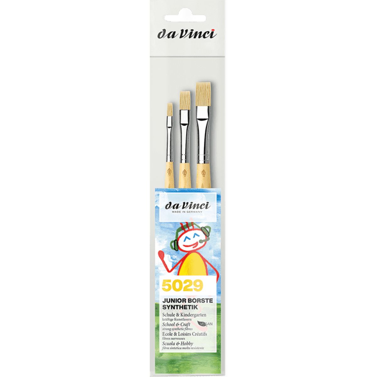 Kit Pincel da Vinci Junior 5029 com 3 Unidades - Série 329 Chato