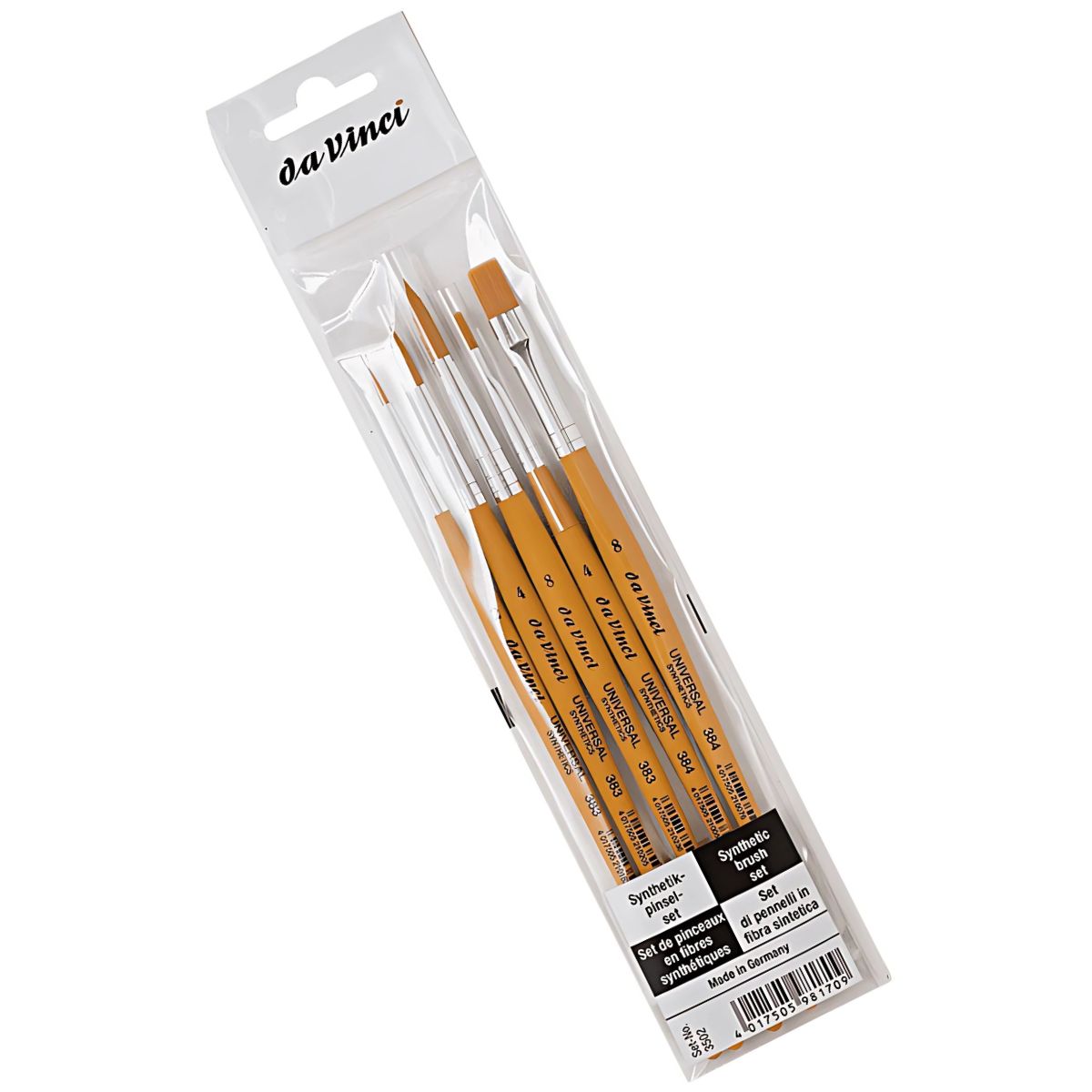 Kit Pincel da Vinci Universal 3502 com 5 Unidades - Séries 383 e 384 para Técnicas Mistas