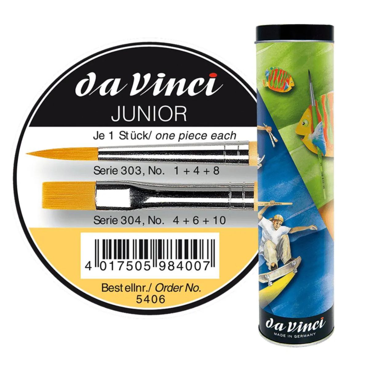 Kit Lata de Pincel da Vinci Junior 5406 com 6 Unidades - Série 303 e 304