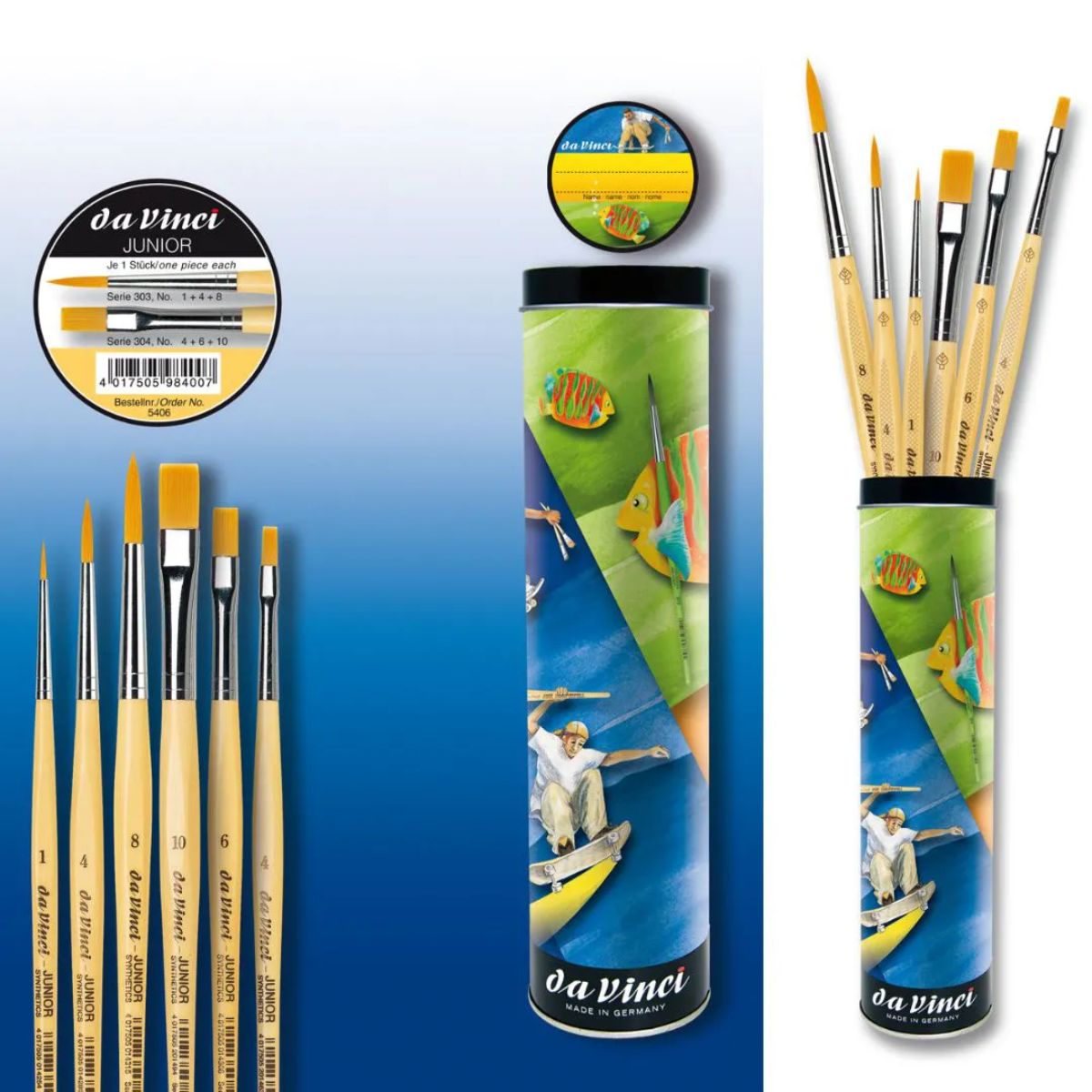 Kit Lata de Pincel da Vinci Junior 5406 com 6 Unidades - Série 303 e 304