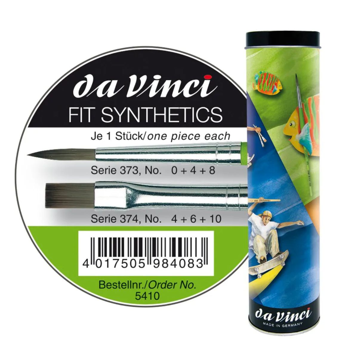 Kit Lata de Pincel da Vinci Fit Synthetics 5410 com 6 Unidades - Série 373 e 374