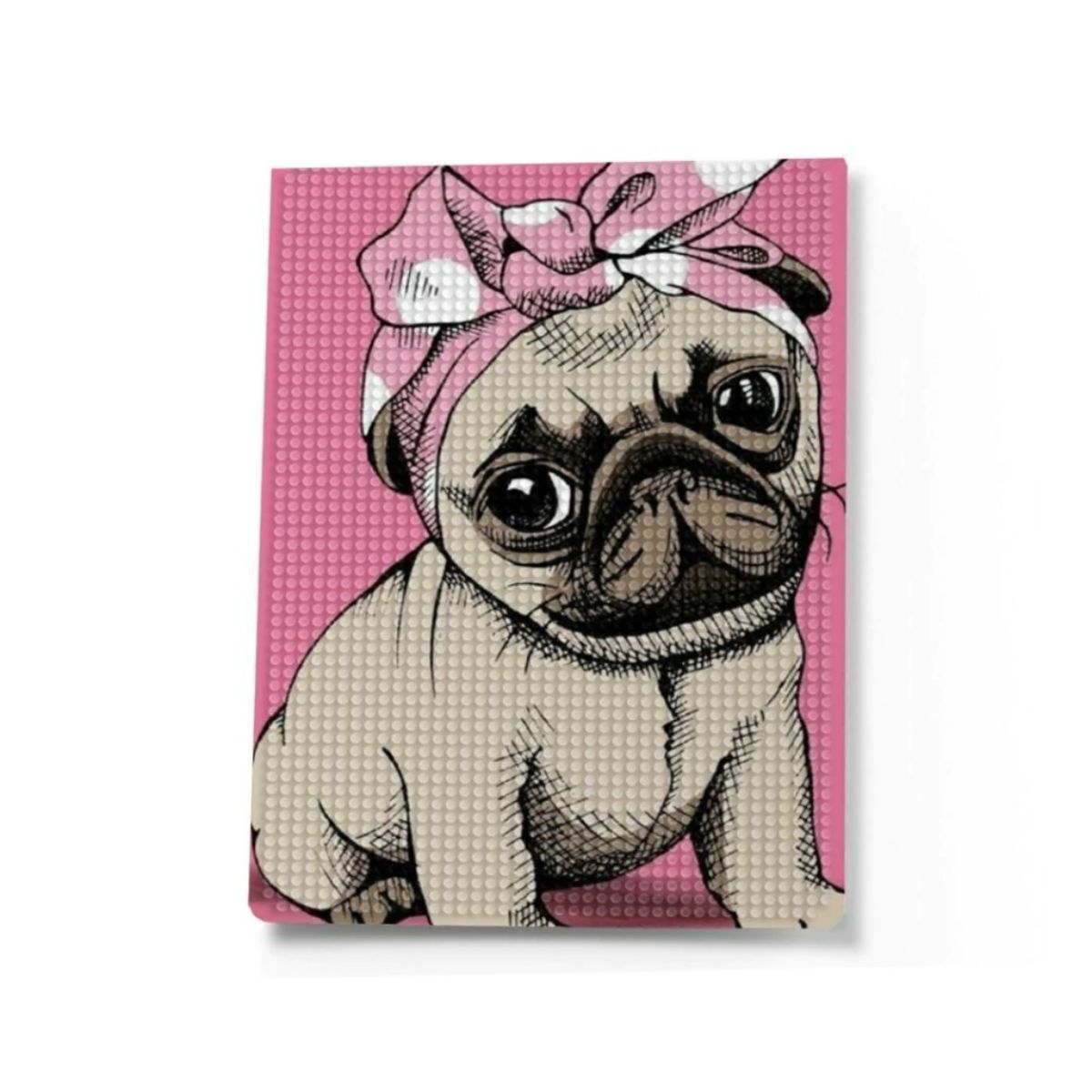 Kit de Pintura com Diamante 14,8x20,5cm - Pug de Laço
