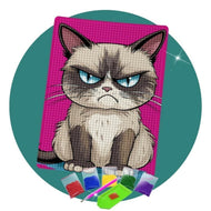 Kit de Pintura com Diamante 14,8x20,5cm - Gato Feroz