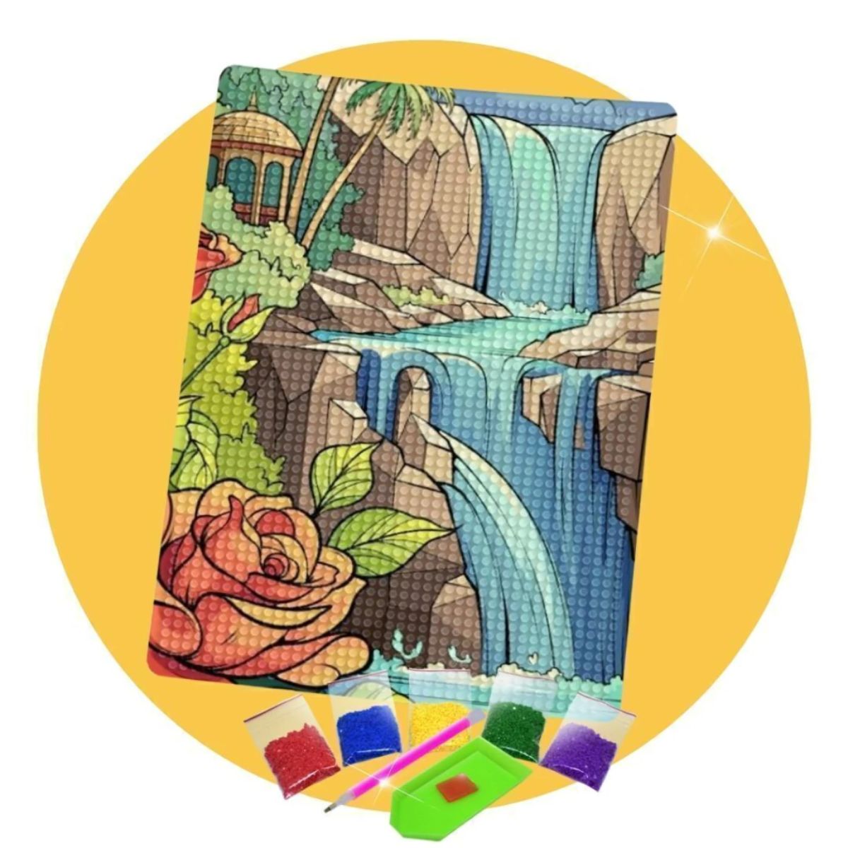 214830-kit-de-pintura-com-diamante-14,8x20,5cm-cachoeira-serena-537142
