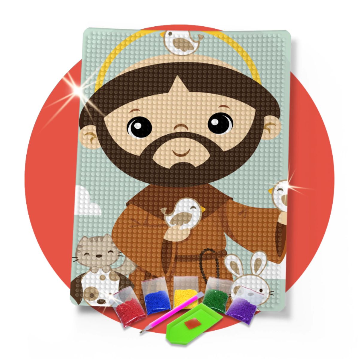 Kit de Pintura com Diamante 14,8x20,5cm - Pequeno Francisco