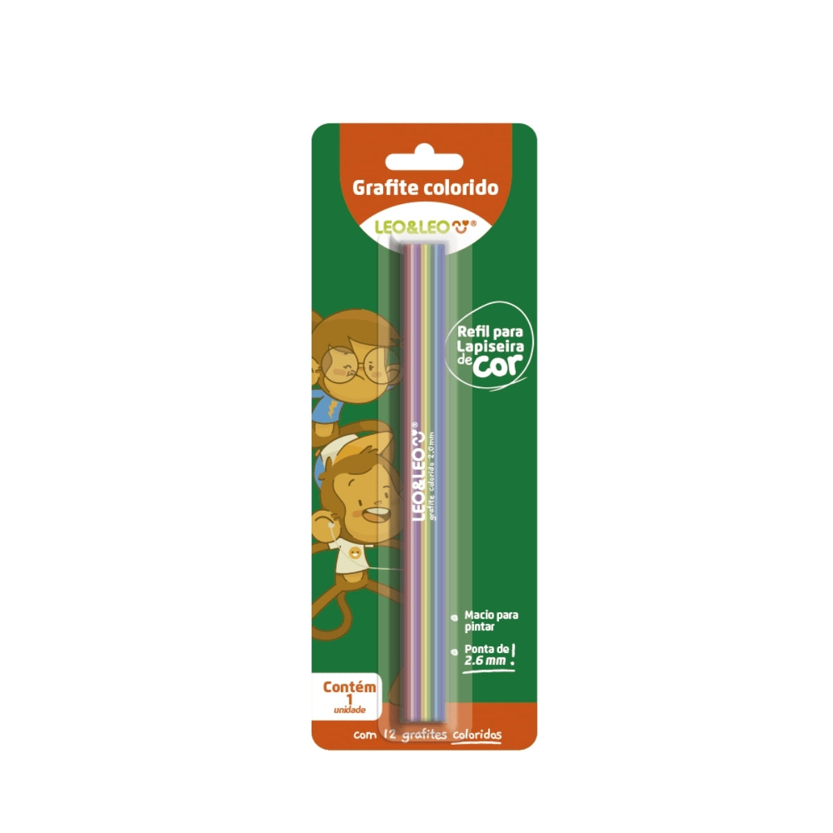 Refil para Lapiseira 2,6mm com 12 Cores - Leo & Leo 10216