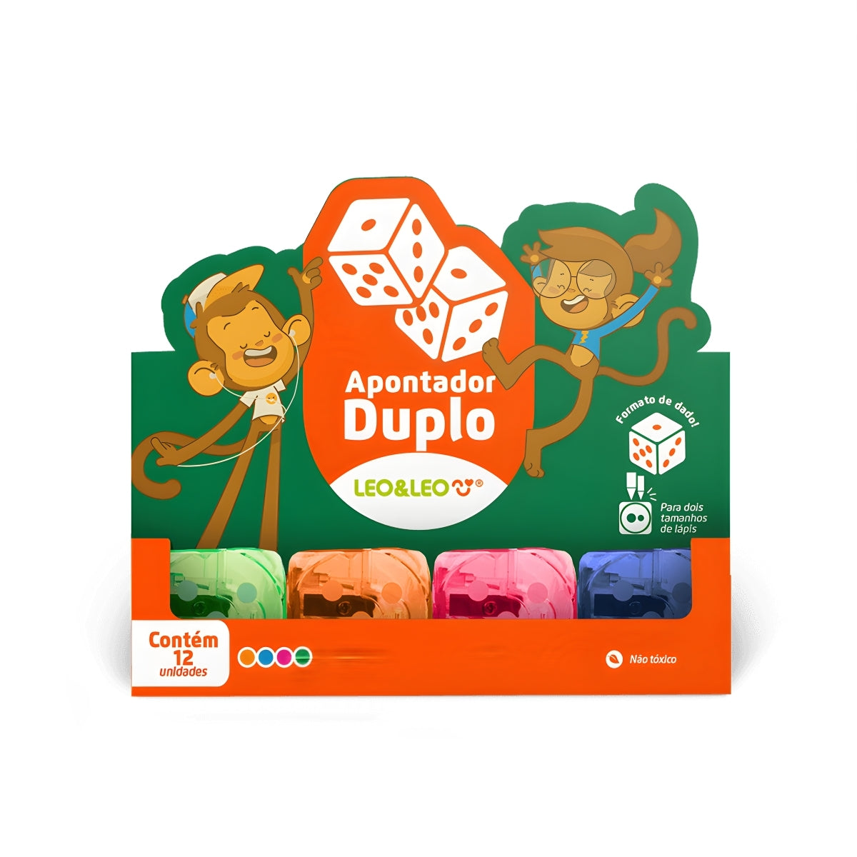 Apontador Duplo Dado com Depósito - Cores Sortidas - Leo & Leo 10234