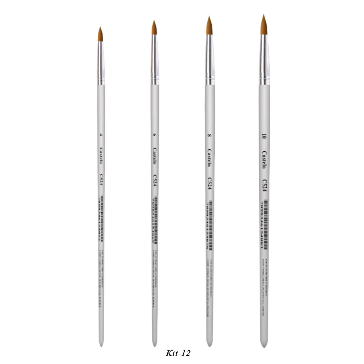 Kit de Pinceis Castelo para Pintura Redondos - 04 Unidades Modelo 12