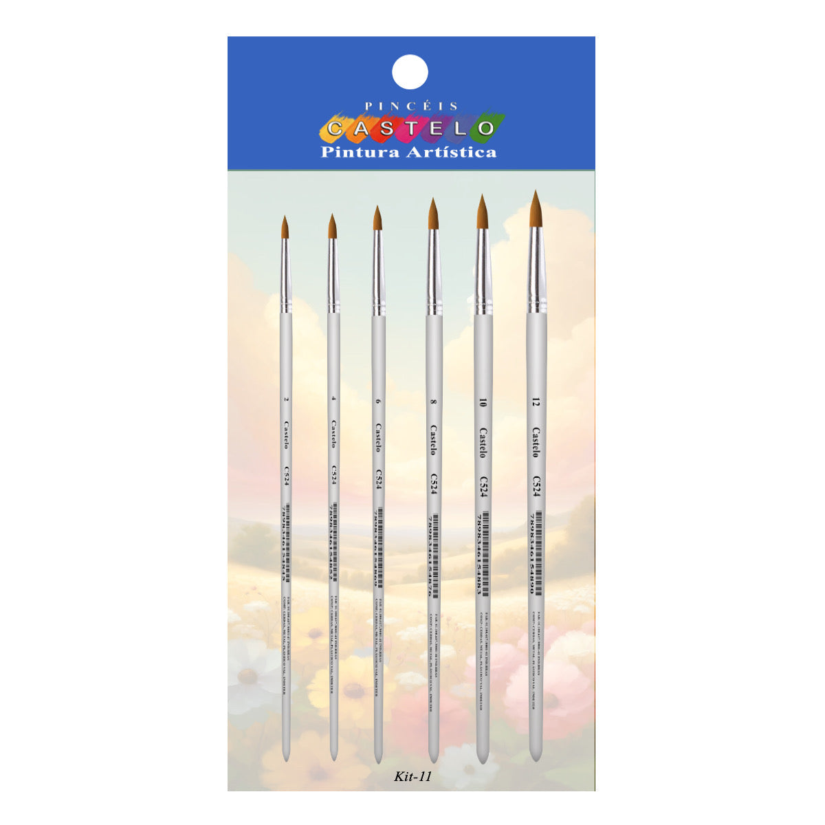 Kit de Pinceis Castelo para Pintura Redondos - 06 Unidades Modelo 11