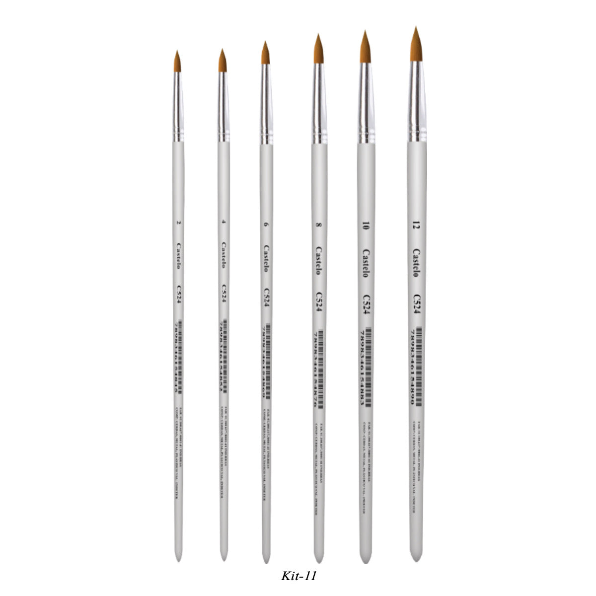 Kit de Pinceis Castelo para Pintura Redondos - 06 Unidades Modelo 11