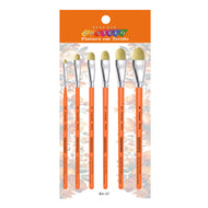 Kit de Pinceis Castelo para Tecido Cerda Branca Cabo Curto - 06 Unidades Modelo 32