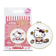 Kit Bordado Ponto Cruz Hello Kitty Doces - Círculo