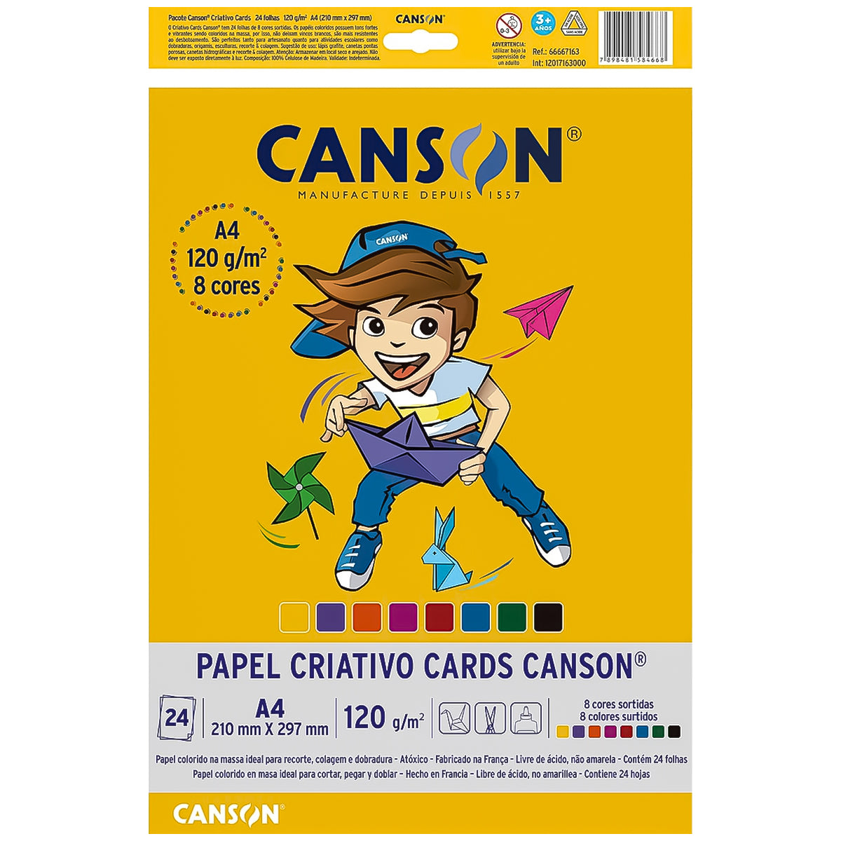 Bloco Canson Linha Escolar Criativo Card 120 g/m² 8 Cores