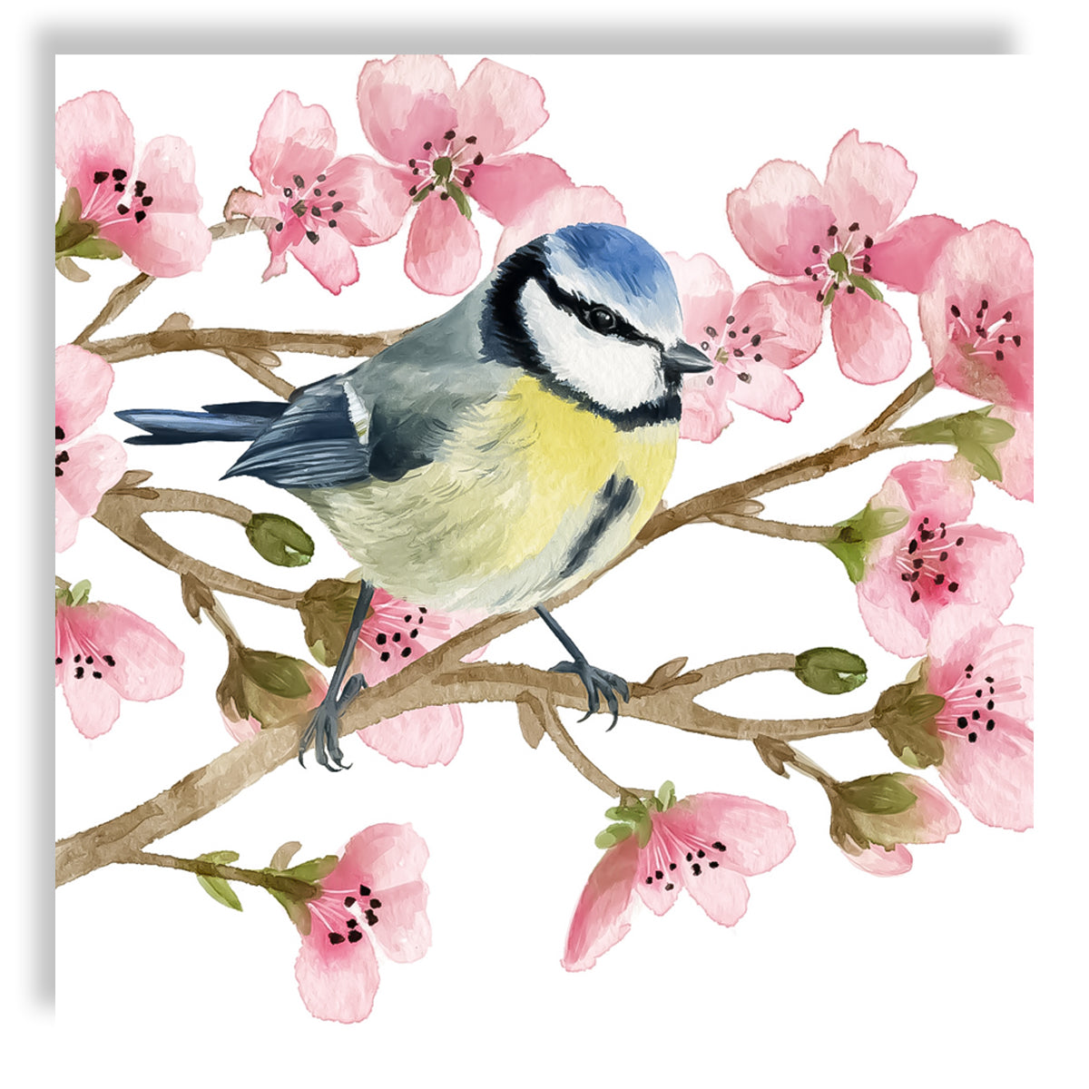 Guardanapo para Decoupage Ambiente 33x33cm com 20 Unidades - Flores de Cerejeira e Pássaro