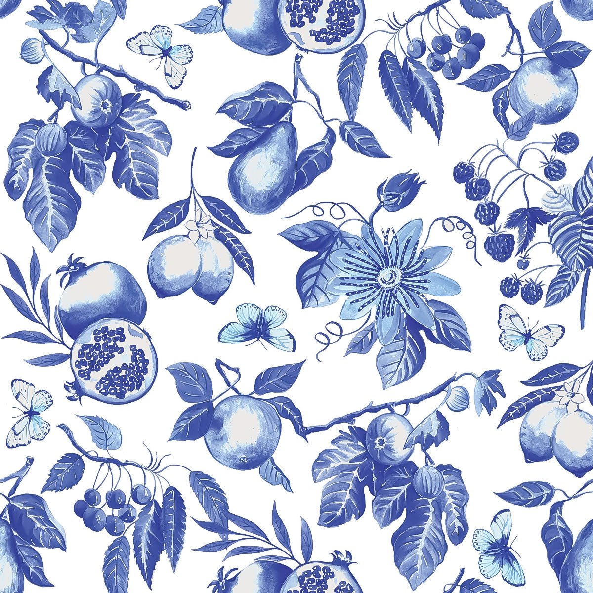 Guardanapo para Decoupage Ambiente 33x33cm com 20 Unidades - Frutas e Borboleta Azuis