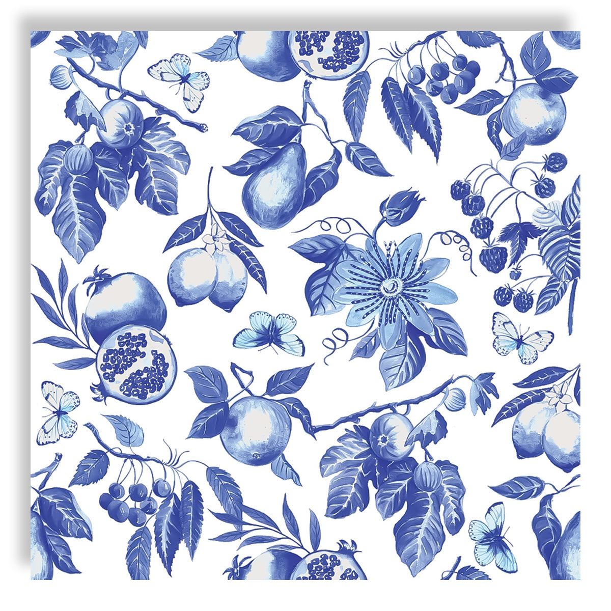 Guardanapo para Decoupage Ambiente 33x33cm com 20 Unidades - Frutas e Borboleta Azuis