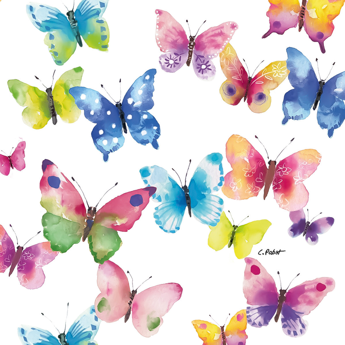 Guardanapo para Decoupage Ambiente 33x33cm com 20 Unidades - Borboletas Coloridas