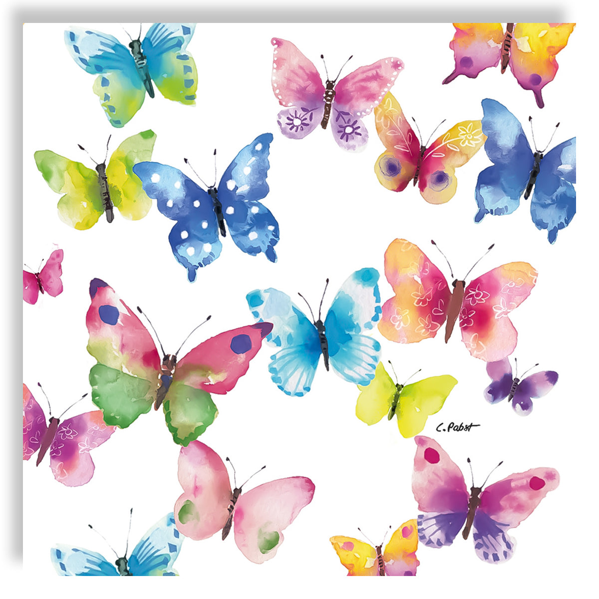 Guardanapo para Decoupage Ambiente 33x33cm com 20 Unidades - Borboletas Coloridas