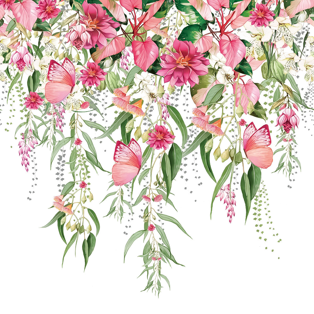 Guardanapo para Decoupage Ambiente 33x33cm com 20 Unidades - Flores e Borboletas