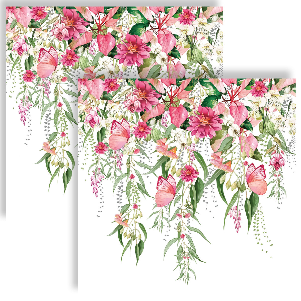 Guardanapo para Decoupage Ambiente 33x33cm com 20 Unidades - Flores e Borboletas