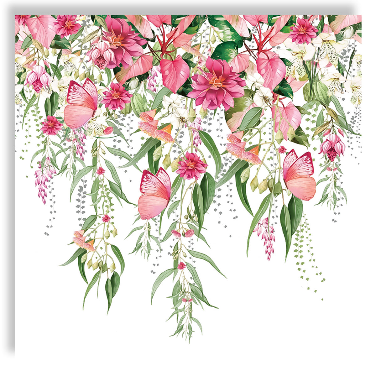 Guardanapo para Decoupage Ambiente 33x33cm com 20 Unidades - Flores e Borboletas