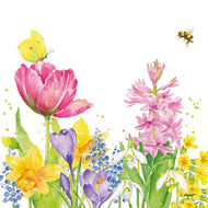 Guardanapo para Decoupage Ambiente 33x33cm com 20 Unidades - Borboletas Flores e Abelha