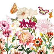 Guardanapo para Decoupage Ambiente 33x33cm com 20 Unidades - Flores e Borboletas Illusion