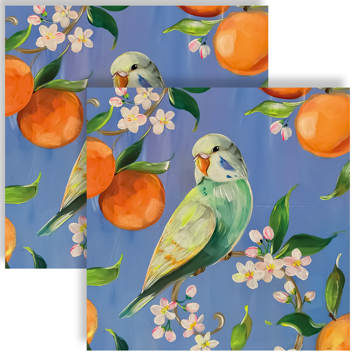 Guardanapo para Decoupage Ambiente 33x33cm com 20 Unidades - Pássaro Flores e Laranjas