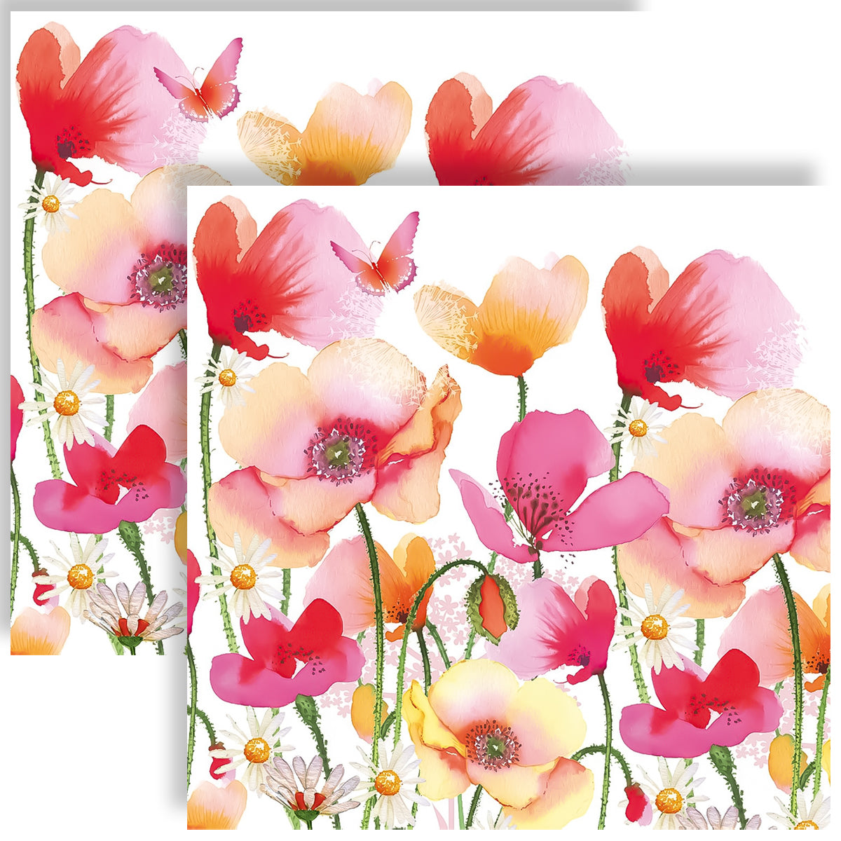 Guardanapo para Decoupage Ambiente 33x33cm com 20 Unidades - Papoulas e Margaridas