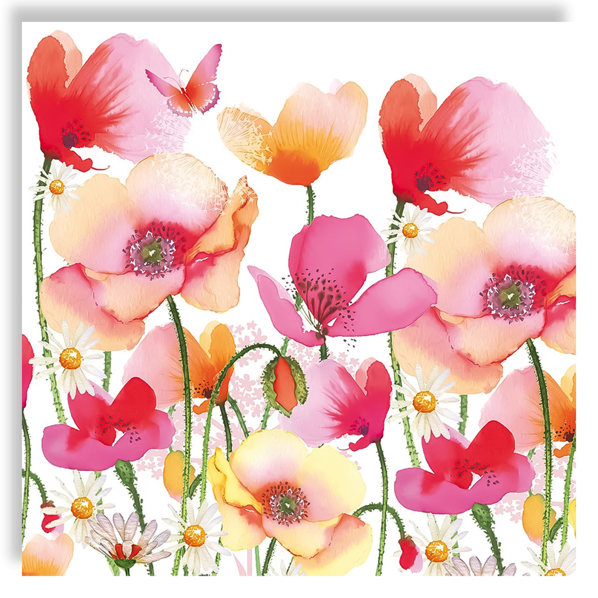 Guardanapo para Decoupage Ambiente 33x33cm com 20 Unidades - Papoulas e Margaridas