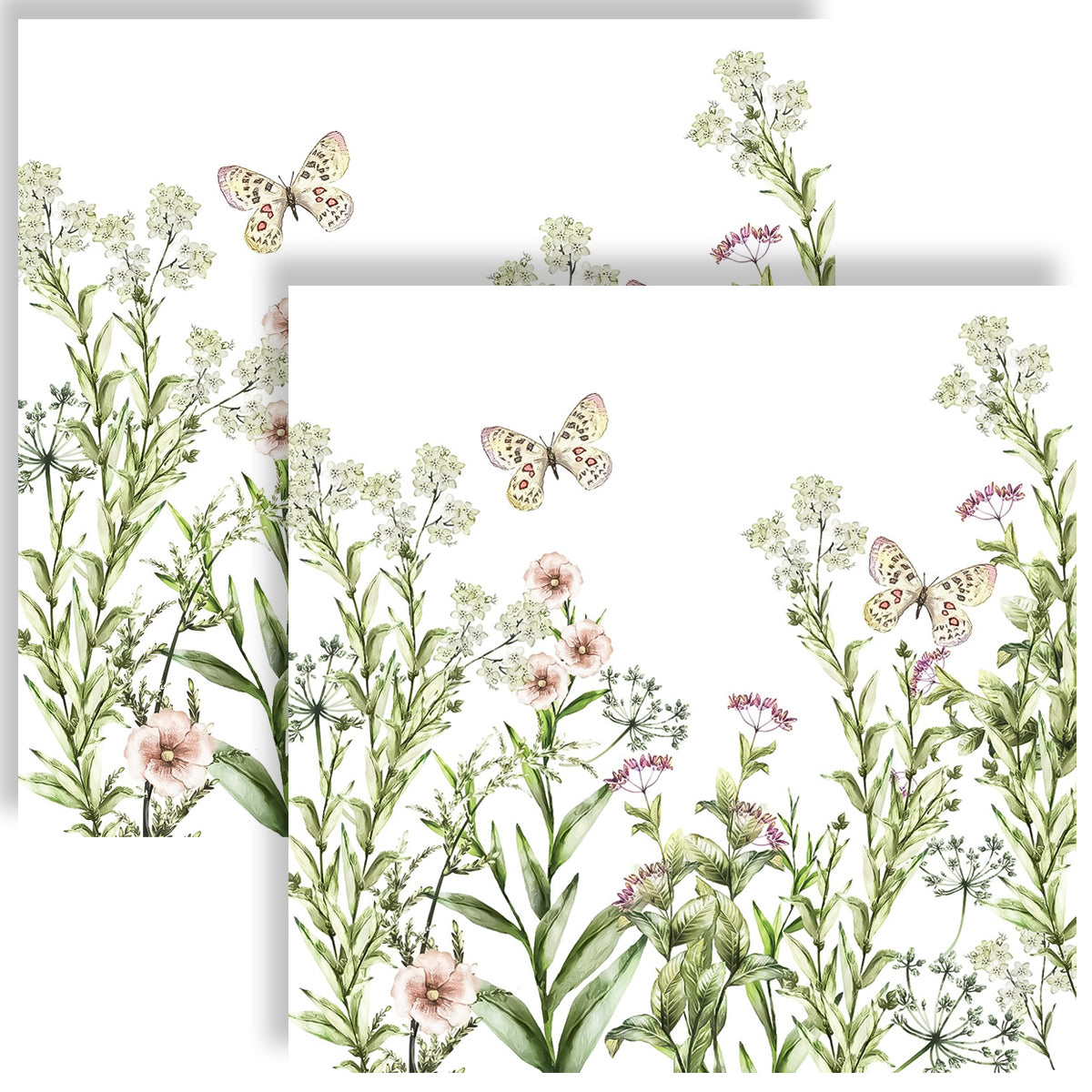 Guardanapo para Decoupage Ambiente 33x33cm com 20 Unidades - Flores e Borboletas