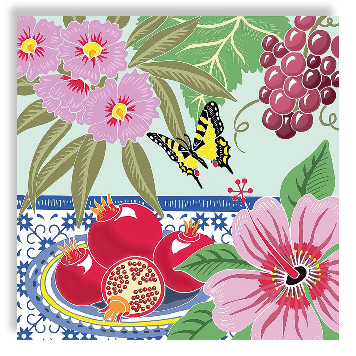 Guardanapo para Decoupage Ambiente 33x33cm com 20 Unidades - Frutos Flores e Borboletas