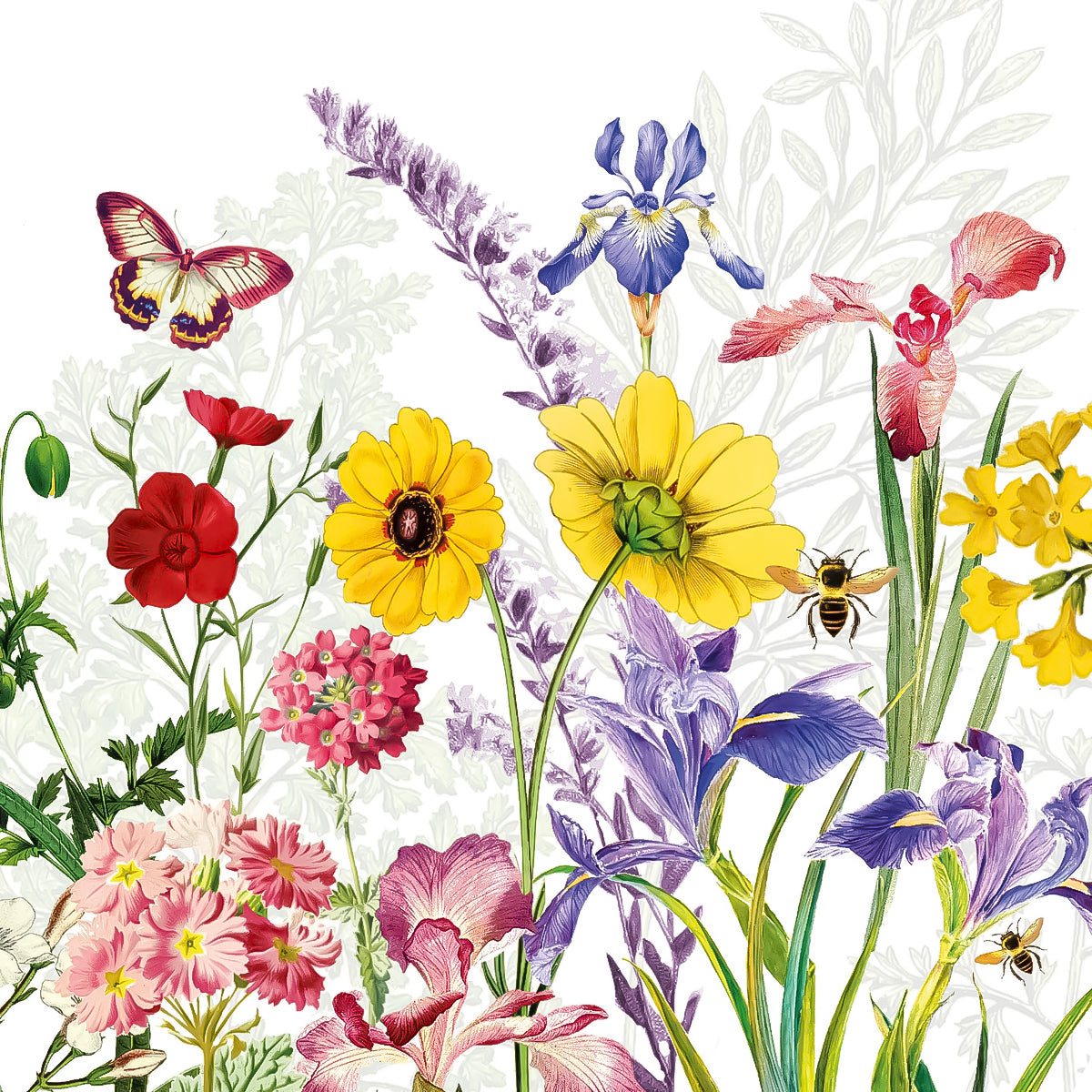 Guardanapo para Decoupage Ambiente 33x33cm com 20 Unidades - Borboleta e Flores Imagination