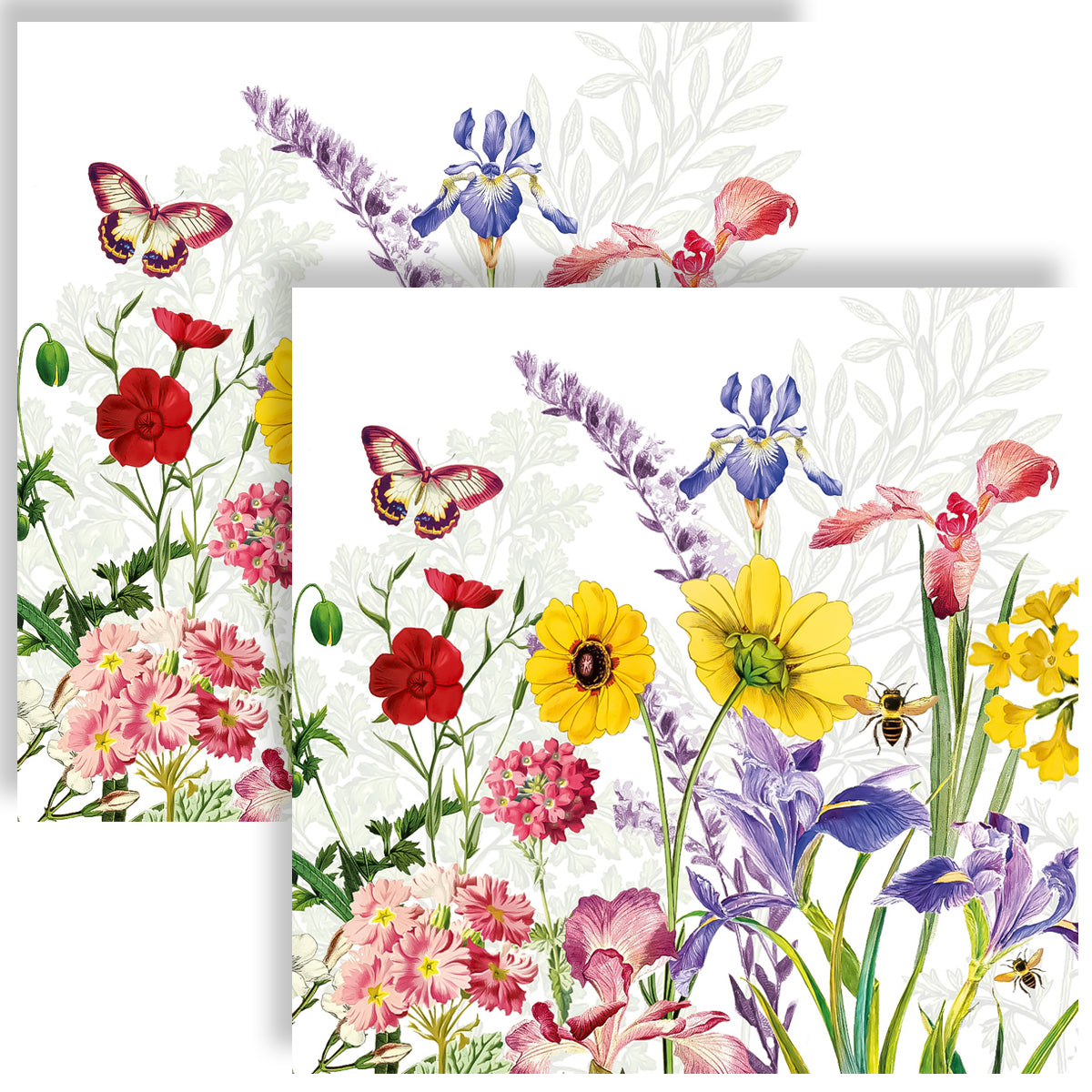 Guardanapo para Decoupage Ambiente 33x33cm com 20 Unidades - Borboleta e Flores Imagination